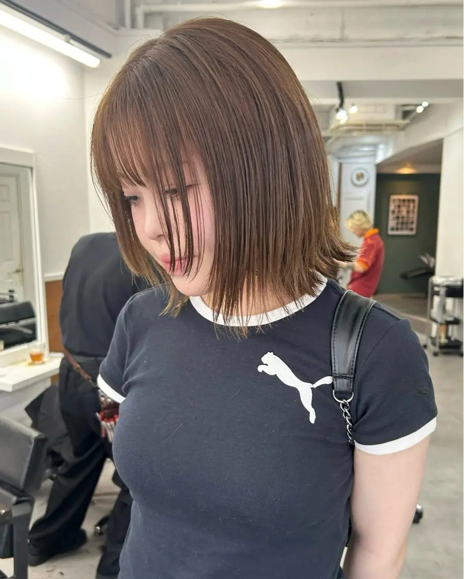 ミディアム カラー カット ヘアカラー トリートメント レイヤーボブ/ 艶カラー/サナ🌼のヘアスタイル