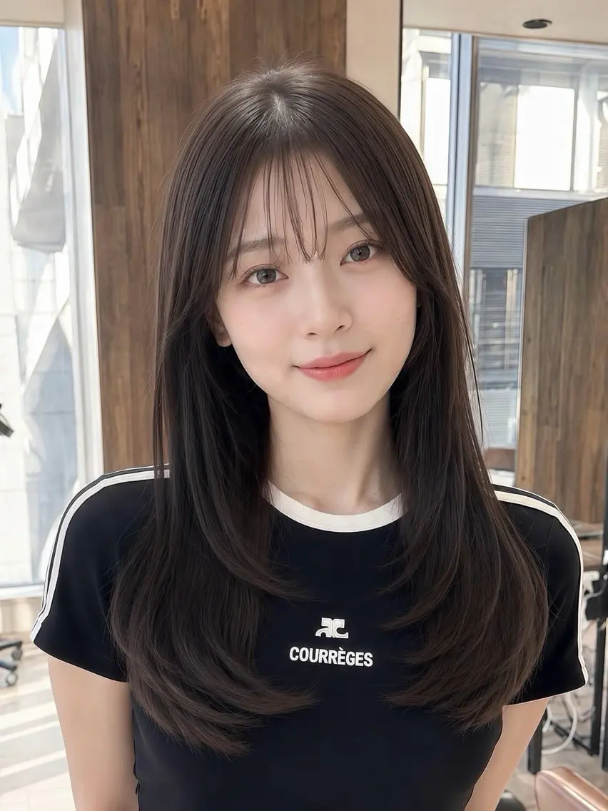 ロング 韓国風ヘア レイヤーカット トリートメント カット 馬場 彩のヘアスタイル