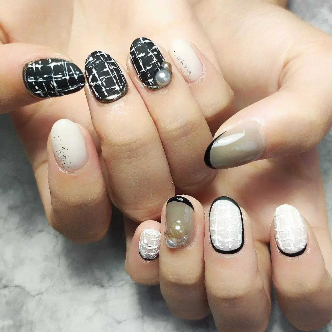 ネイル マットネイル ツイードネイル ハンドネイル 個人サロン saltnailのネイルデザイン