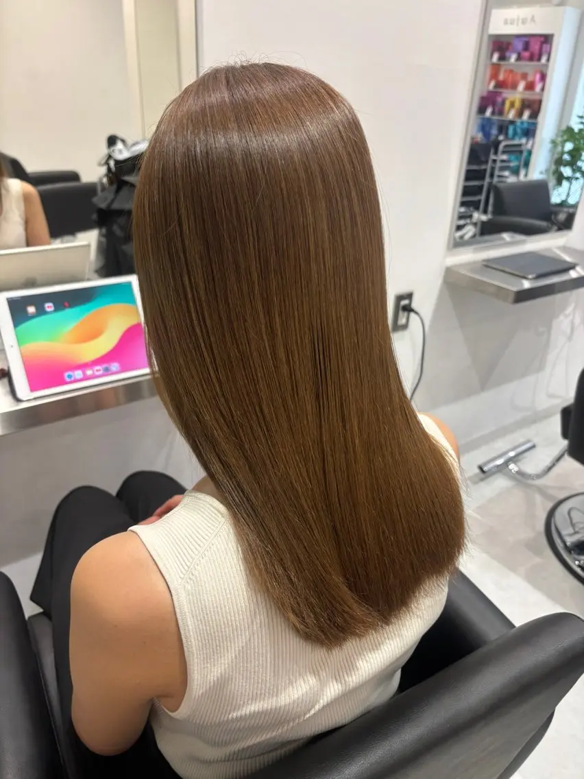 ロング カラー ベージュカラー ブリーチ ブラウンカラー ケアブリーチ カシス ヘアカラー トリートメント 🎀韓国ヘア× 透明感カラー🎀正源のヘアスタイル