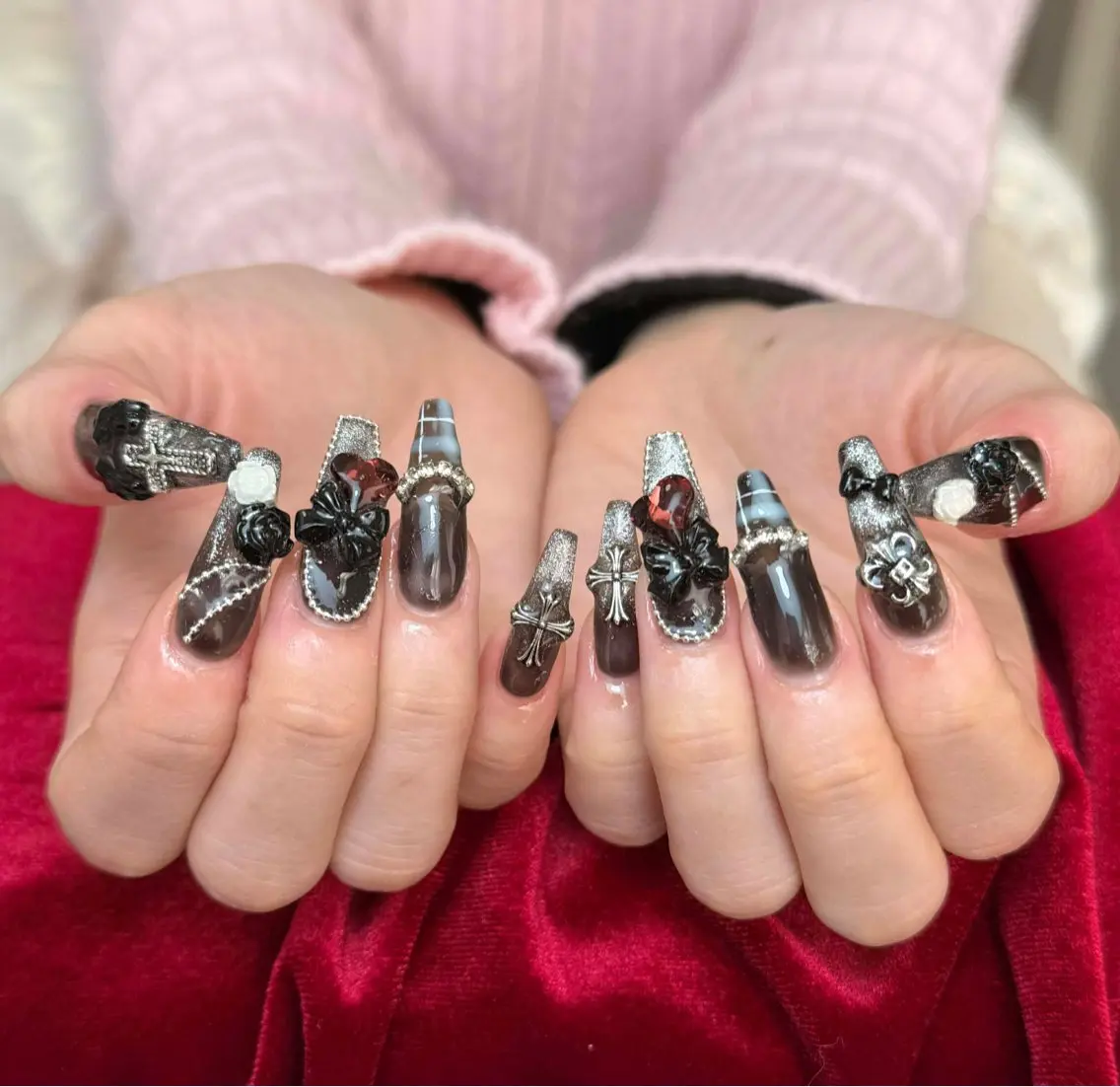 ネイル フレンチネイル ジェルネイル ガーリー 韓国ネイル ロングネイル ハンドネイル NieNail Nezukoのネイルデザイン