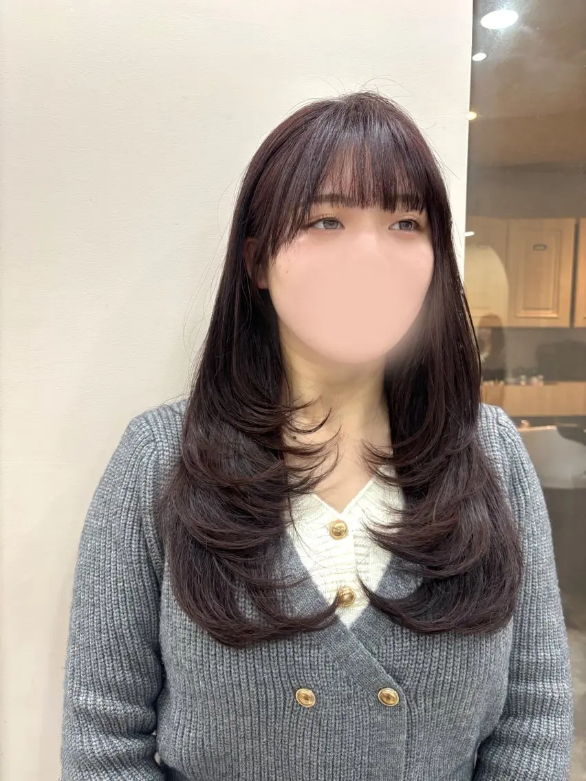 ロング レイヤーカット カット ヘアカラー トリートメント コトネ🫧 韓国風レイヤーカットのヘアスタイル
