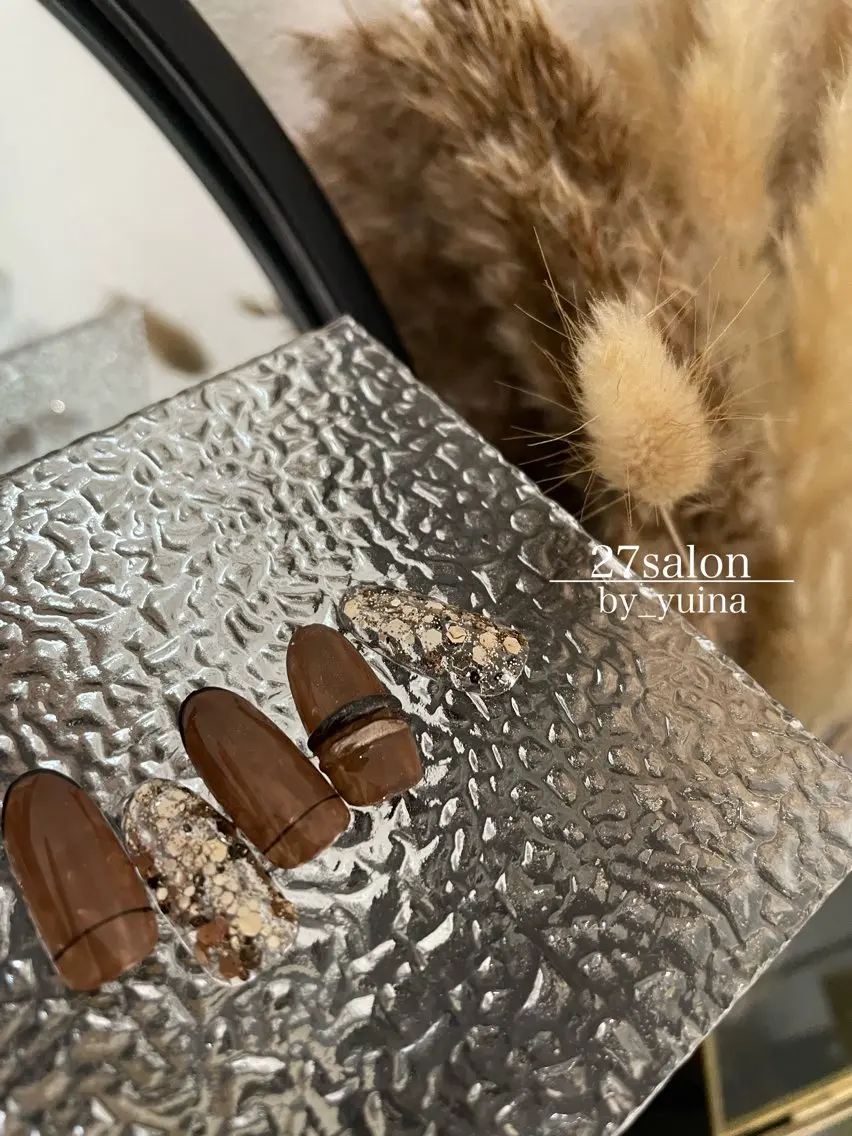 ネイル ブラウン ハンドネイル 27salon yuinaのネイルデザイン