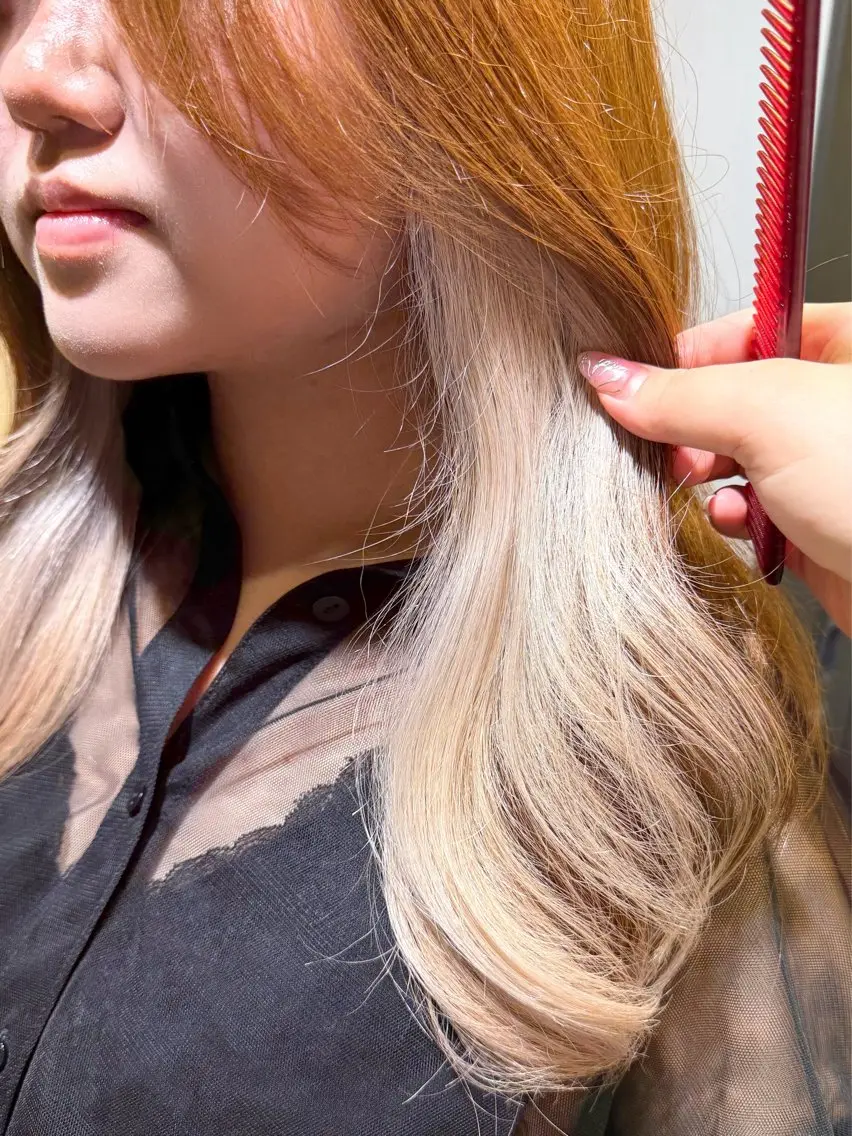 セミロング オレンジブラウン ヘアカラー 🎀momoღブリー チハイトーン🎀のヘアスタイル