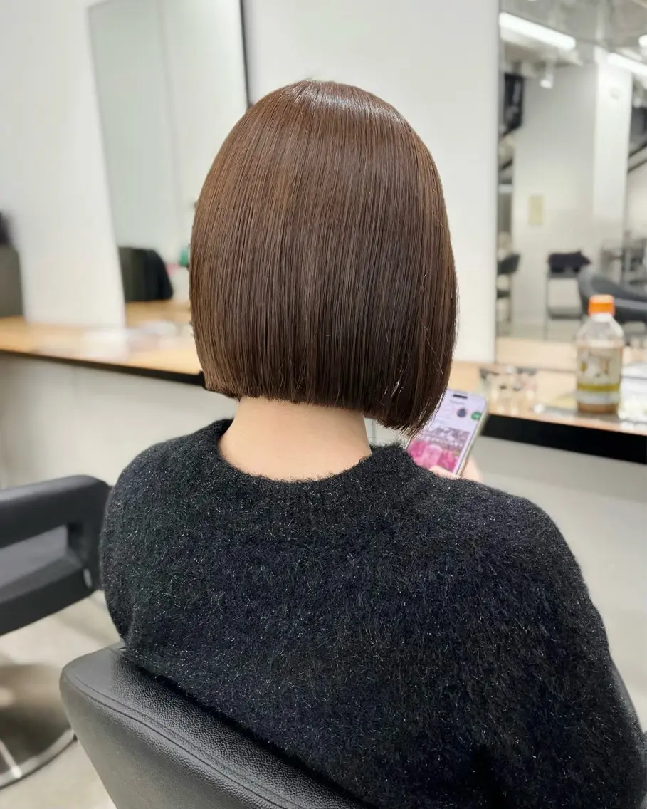 ショート ボブ カット 縮毛矯正 トリートメント ボブパーマ/縮毛矯正 /かわいい/せき🫧のヘアスタイル