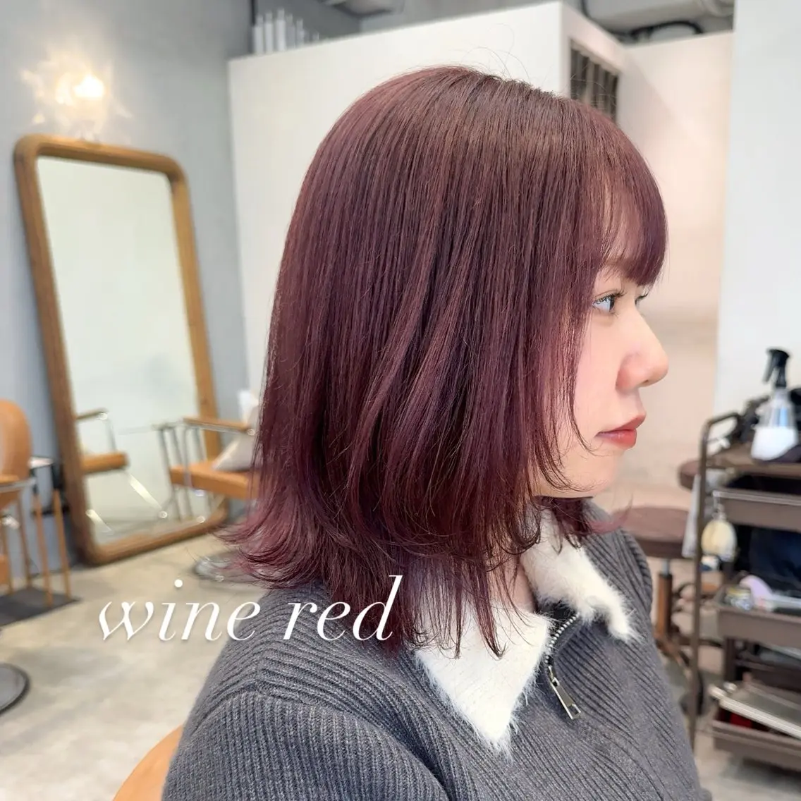 ミディアム カラー ブリーチ レッドカラー カット ヘアカラー オスズ 🎀´-のヘアスタイル
