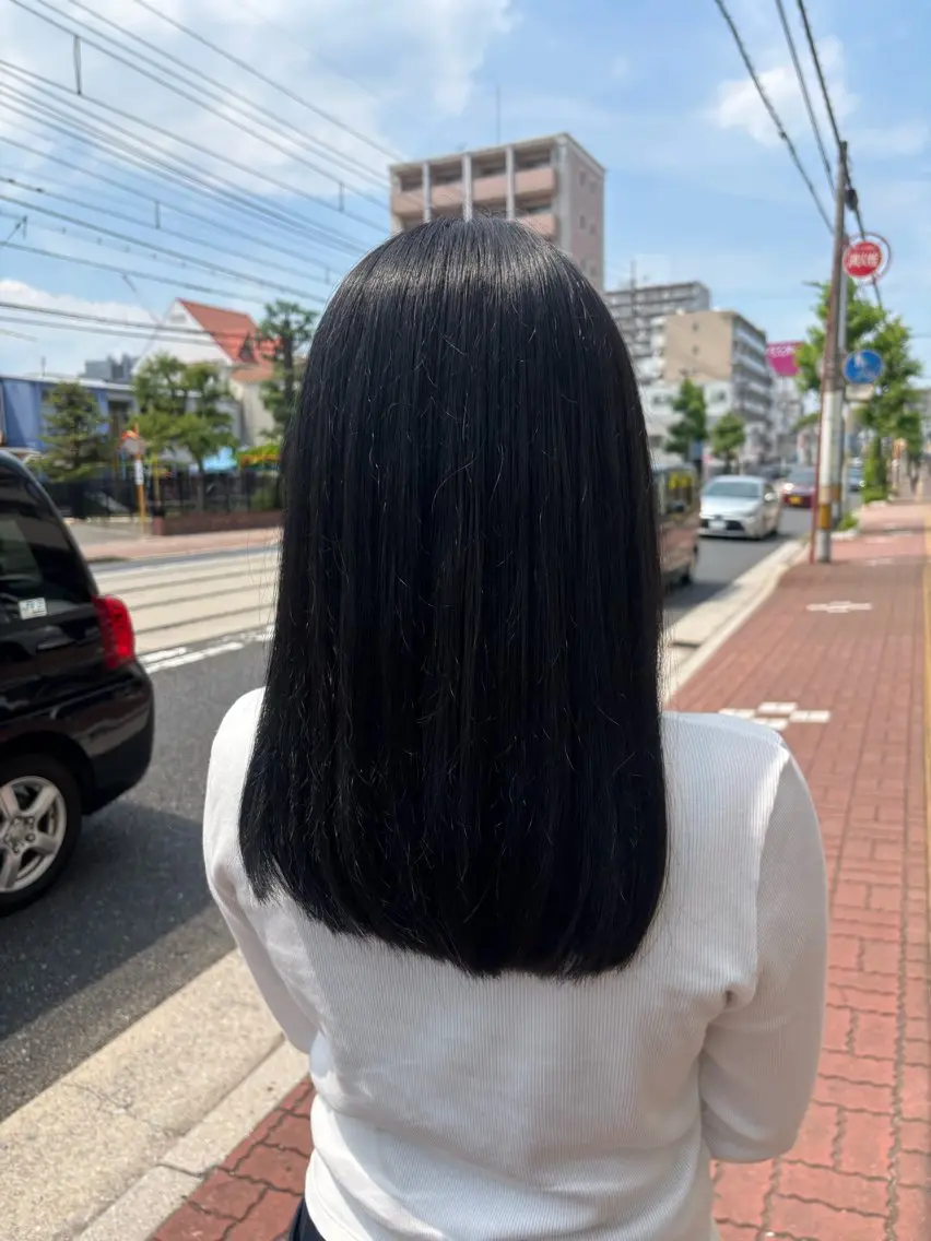 セミロング トリートメント ヘアカラー トリートメント 國原 くるみのヘアスタイル