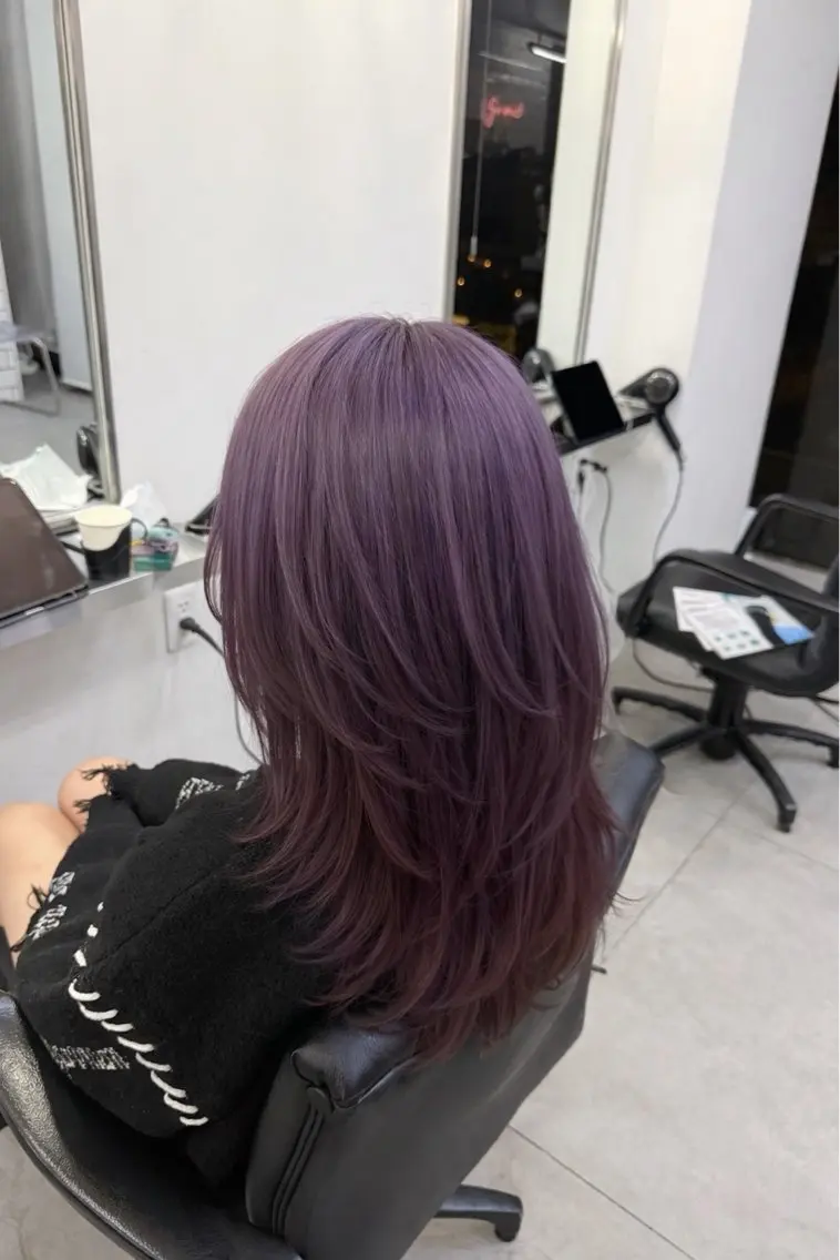 ロング カラー ブリーチ 透明感カラー ハイトーンカラー ピンクカラー ピンクパープル 蔭山幸奈 /ミルクティー🌈のヘアスタイル