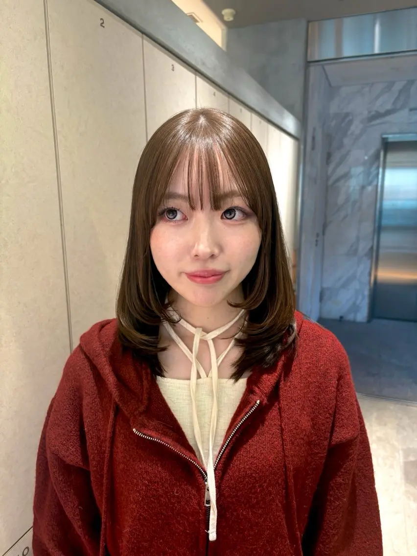 ミディアム ミディアムレイヤー くびれヘア 顔まわりレイヤー 髪質改善 レイヤーカット カット ヘアカラー トリートメント 顔周りレイヤーカット /髪質改善/ゆう🤍のヘアスタイル