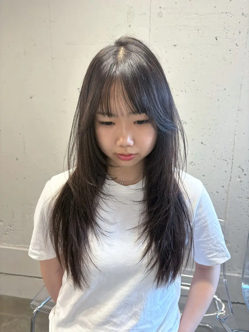ロング カット ヘアカラー ハッシュカット🎀 レイヤーカットのヘアスタイル
