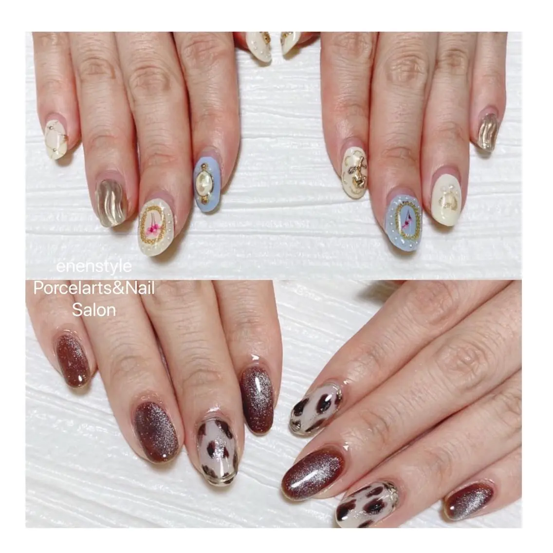 ミディアム ネイル ハンドネイル 🐾enen style 🐾のネイルデザイン