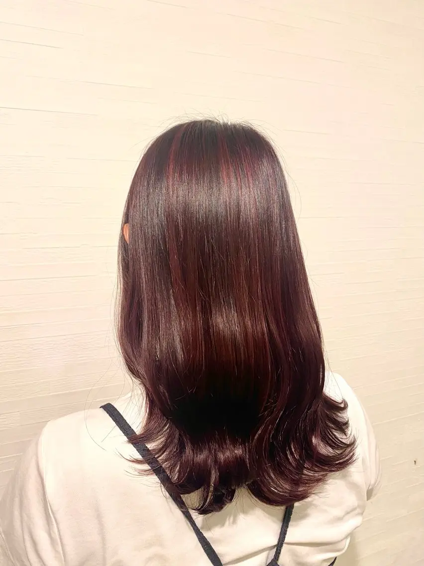 セミロング ピンクブラウン ハイライト ☺︎ Misaki☺︎のヘアスタイル