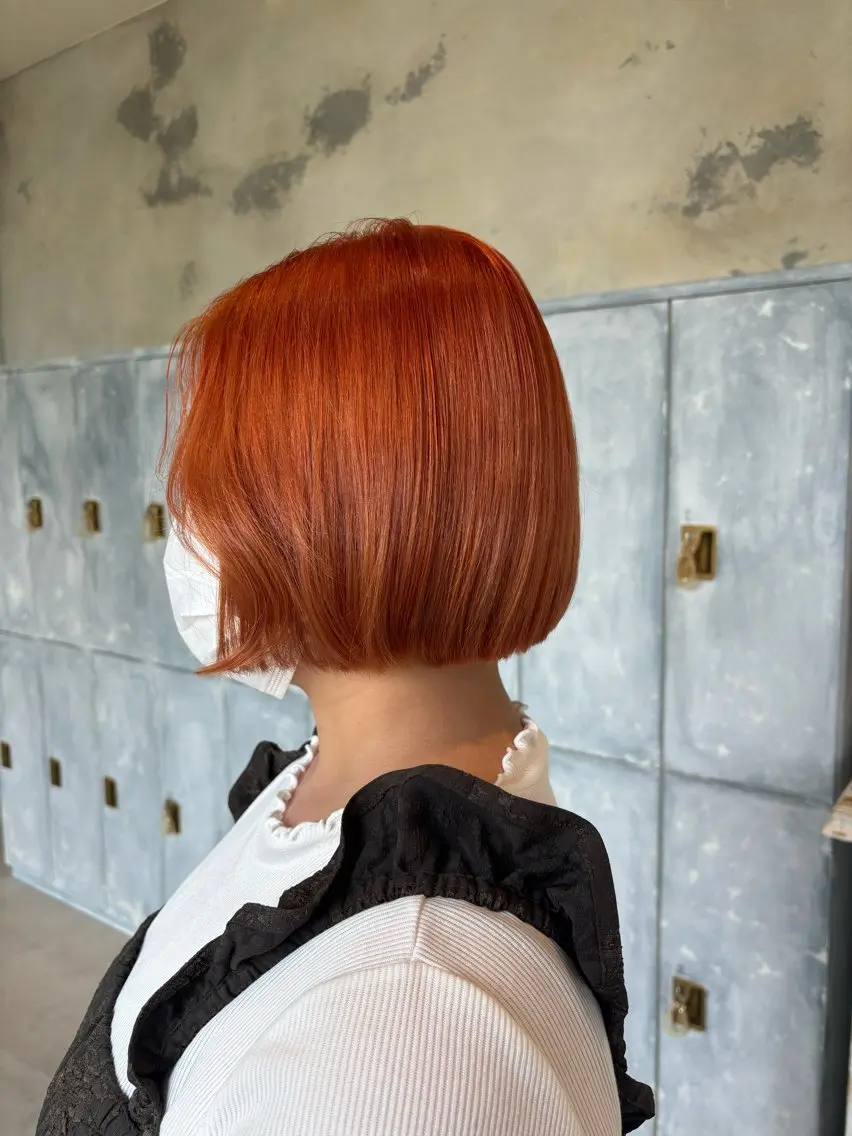 ショート カラー オレンジ ボブ カット ヘアカラー トリートメント ボブ・カラー 琴音のヘアスタイル