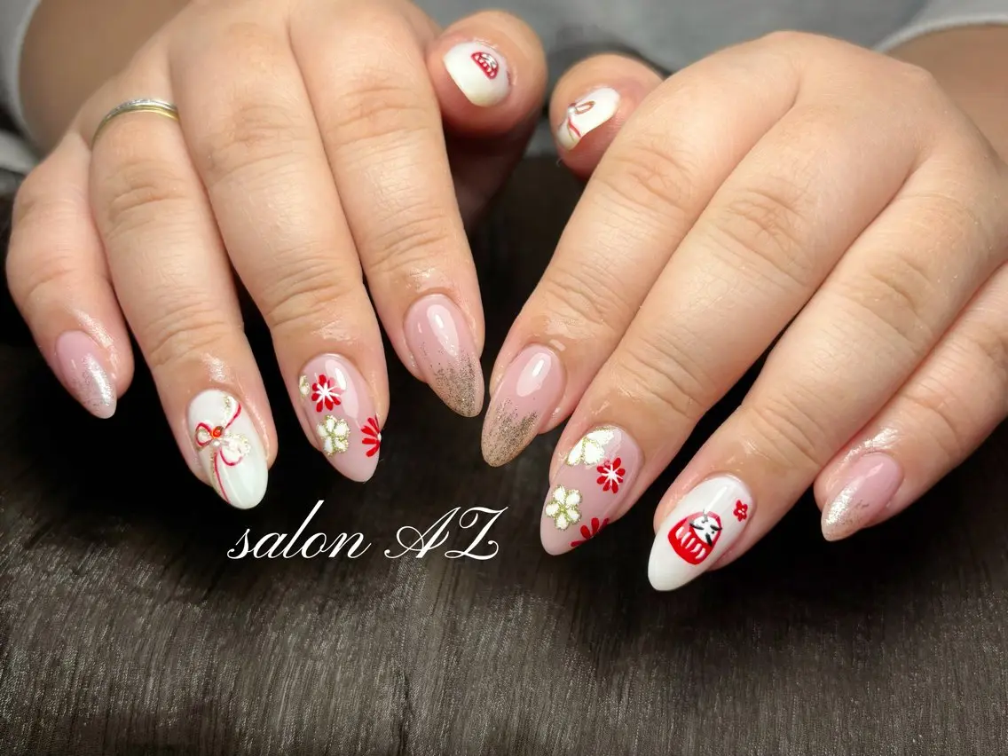 ネイル 長さ出し フットネイル フレンチネイル マグネットネイル ニュアンスネイル salon AZのネイルデザイン