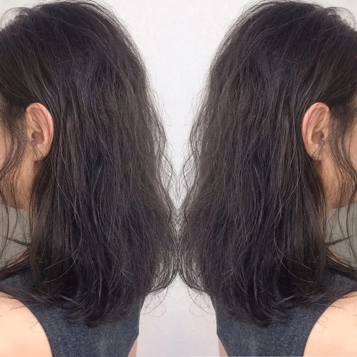 ミディアム カラー グレージュ ミント ヘアカラー 柴田 祐輔のヘアスタイル