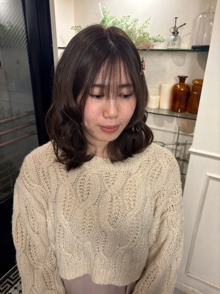 セミロング カラー ヘアカラー Konomura Neneのヘアスタイル