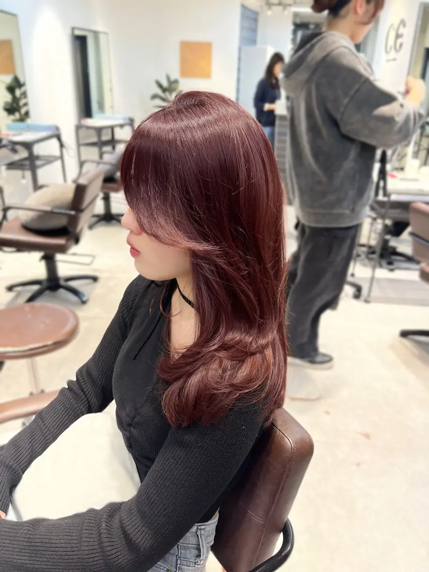 カラー ヘアアレンジ レッドカラー カット ヘアカラー 似合わせ顔まわり カット💛森尾真由美のヘアスタイル