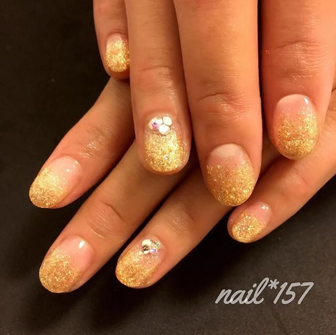 ネイル ゴールド ラメ(グリッター) nail*157 .のネイルデザイン