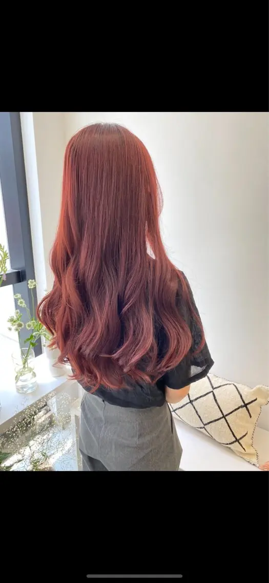 ロング カラー ヘアアレンジ ブリーチ ブリーチなしカラー ピンクカラー erika /韓国ヘアのヘアスタイル