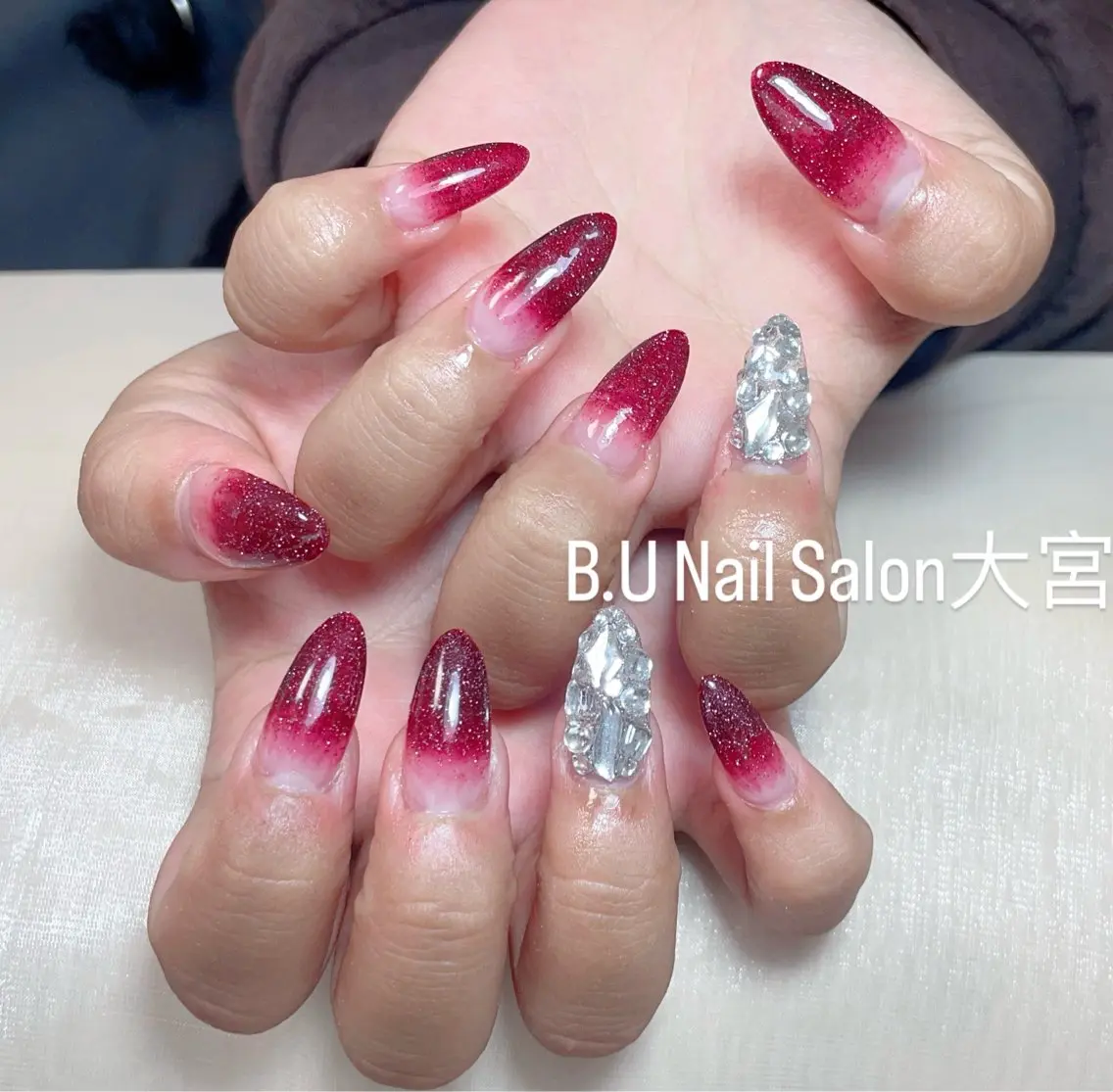 ネイル ラメ(グリッター) ラメグラデーション B·U Nail大宮 長さだし専門店のネイルデザイン
