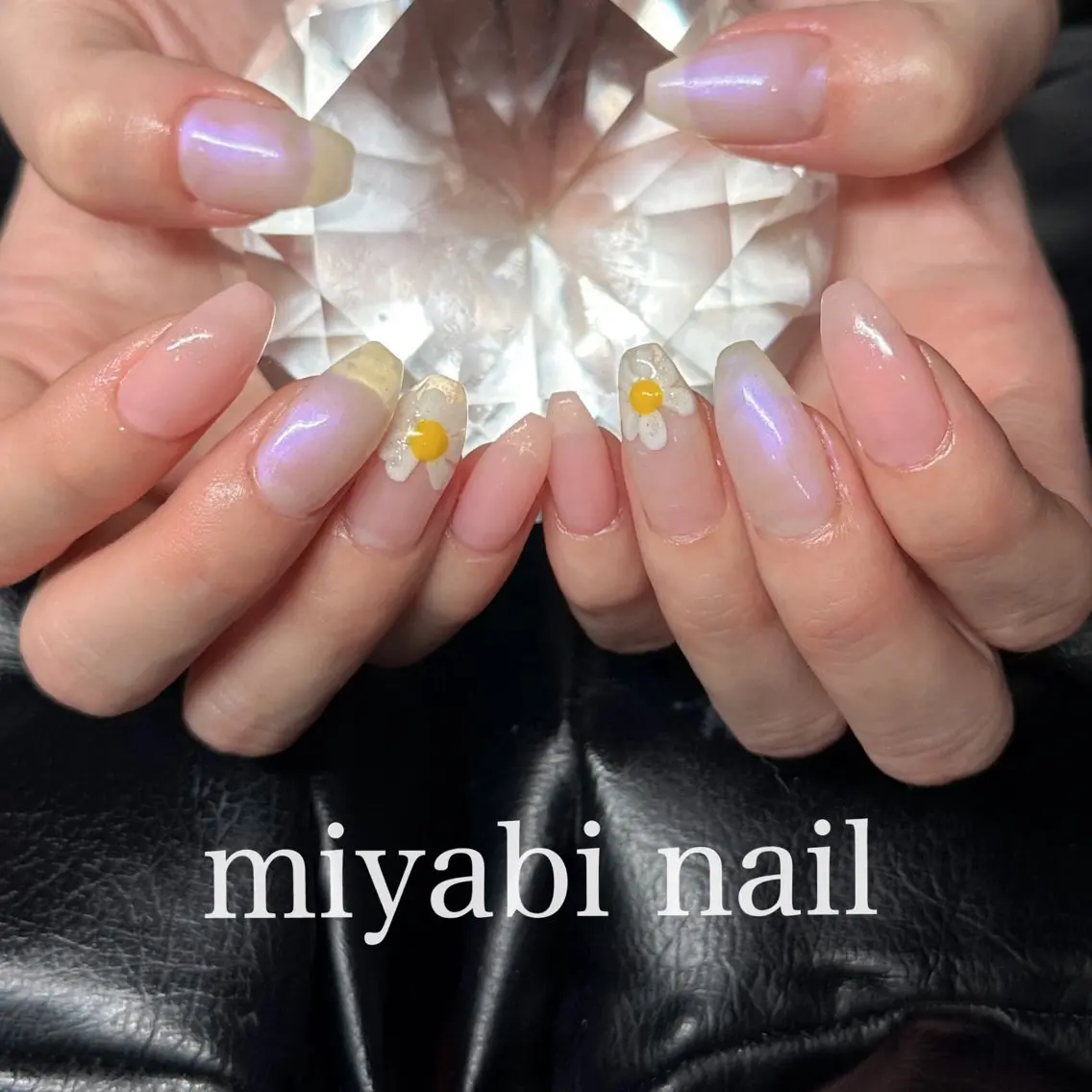 ネイル アートネイル オーロラネイル フラワーネイル ジェルネイル 持ち込み ハンドネイル miyabi nail 桂川駅近くのネイルデザイン