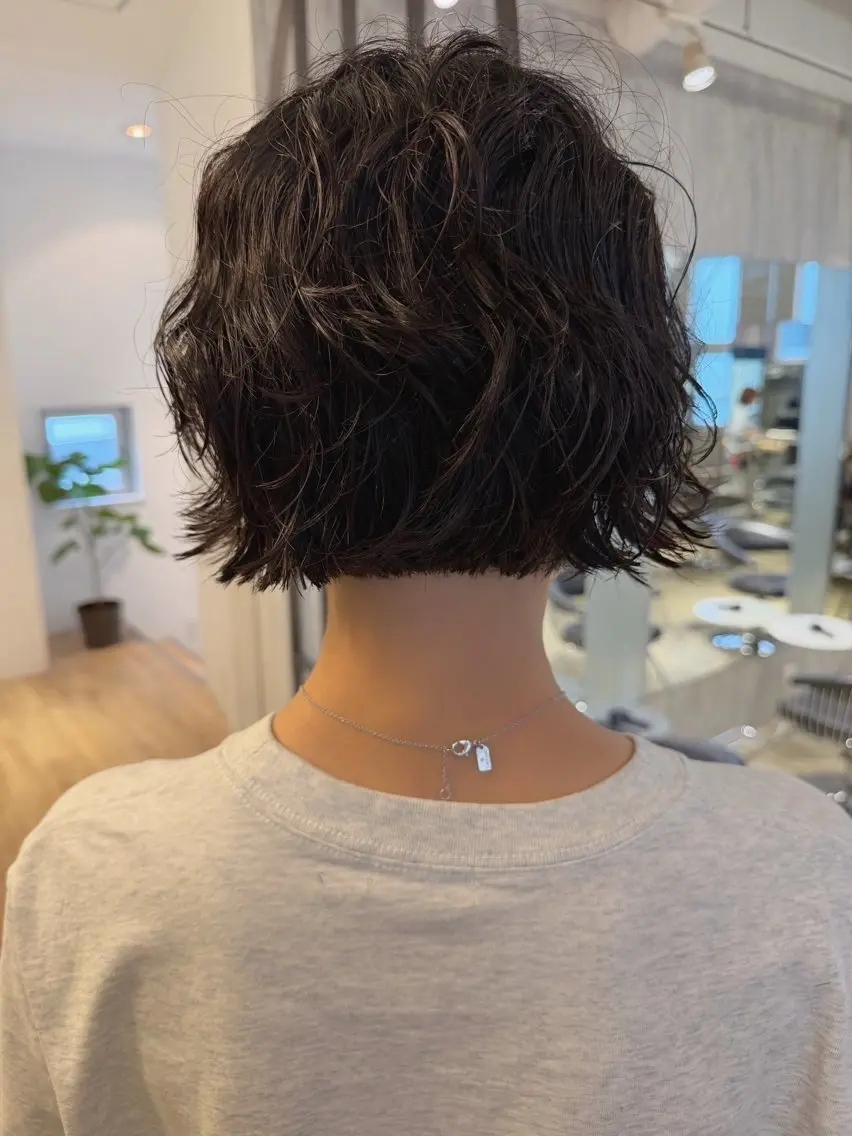 ミディアム ミディアムパーマ ボブ カット パーマ 切りっぱなしボブ/ パーマ須藤優真のヘアスタイル