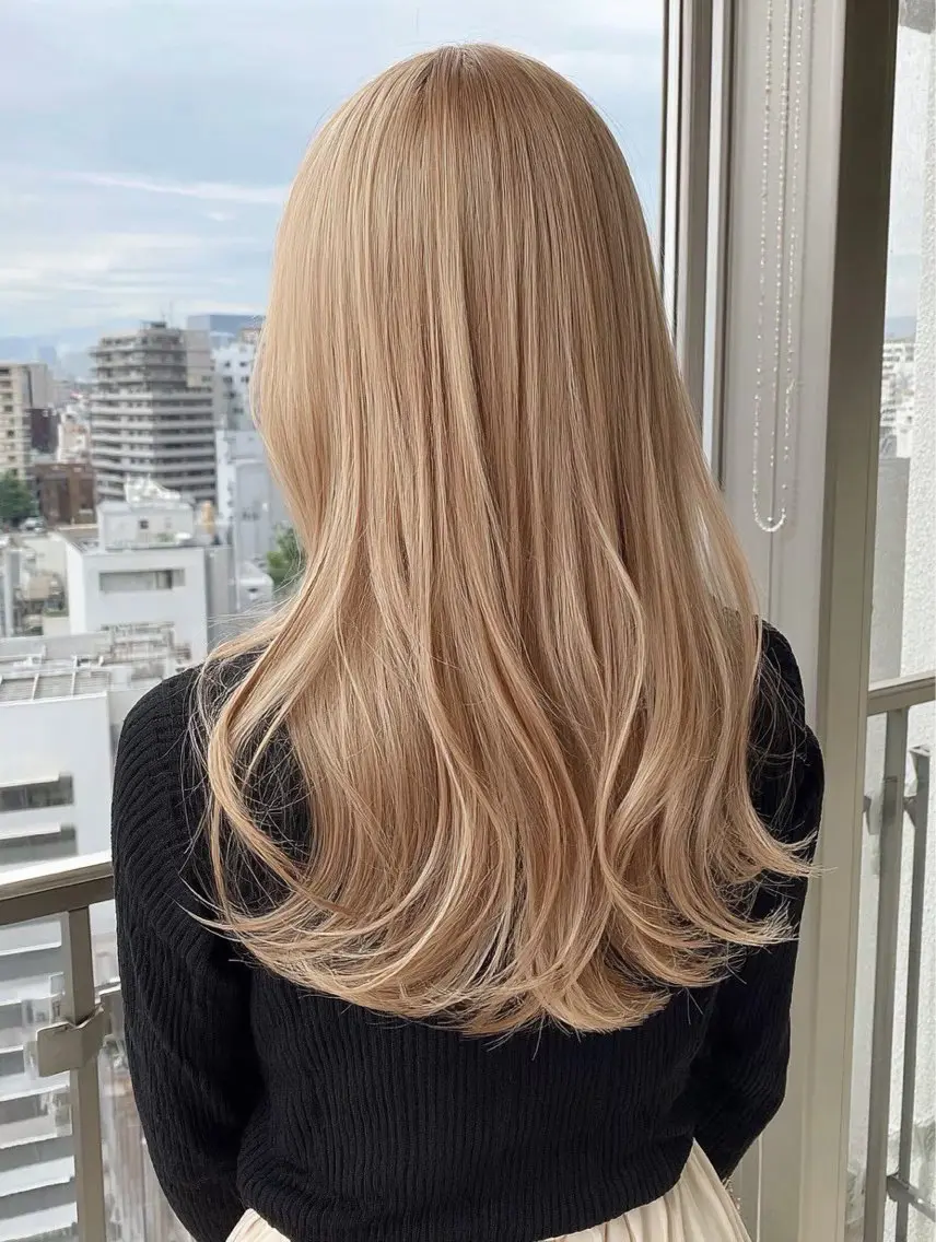 ロング ヘアカラー 渋谷ハイトーン ななかのヘアスタイル