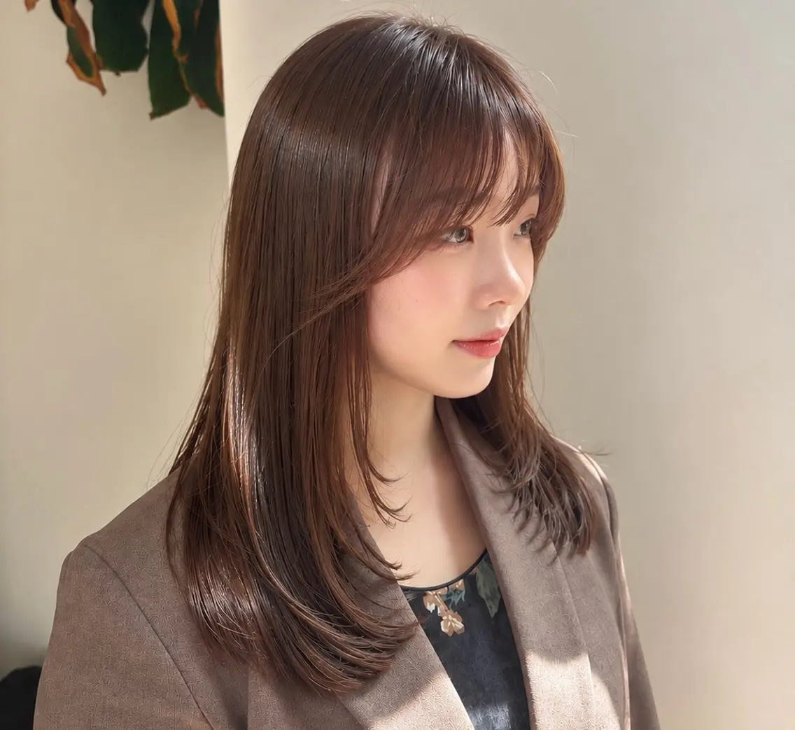 ミディアム レイヤーカット カット トリートメント ヒナ/酸性ストレート /髪質改善のヘアスタイル