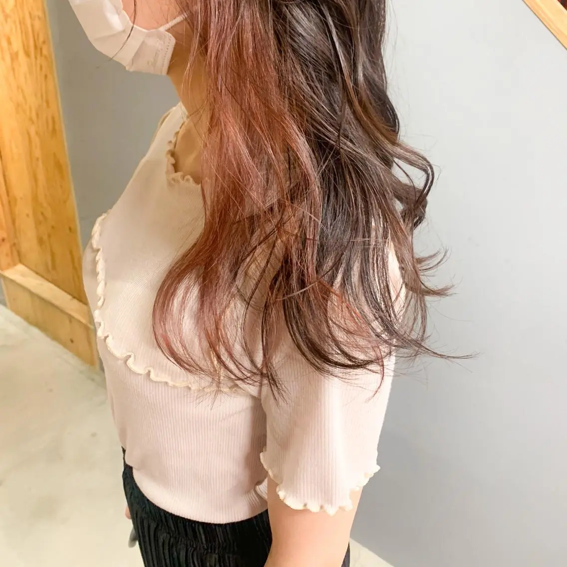 ロング カラー ピンクカラー カット ヘアカラー トリートメント 名駅🦢大人艶カラー 🪽カミヤアカネのヘアスタイル