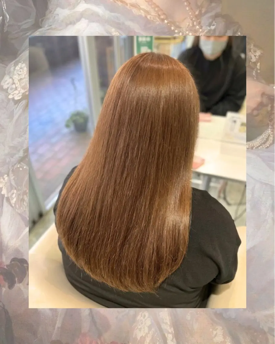 ロング カラー ブリーチ ブラウンカラー 透明感カラー ブリーチなしカラー ヘアカラー ꧁꒰ঌ奈菜美໒꒱꧂ 箕面美容室のヘアスタイル