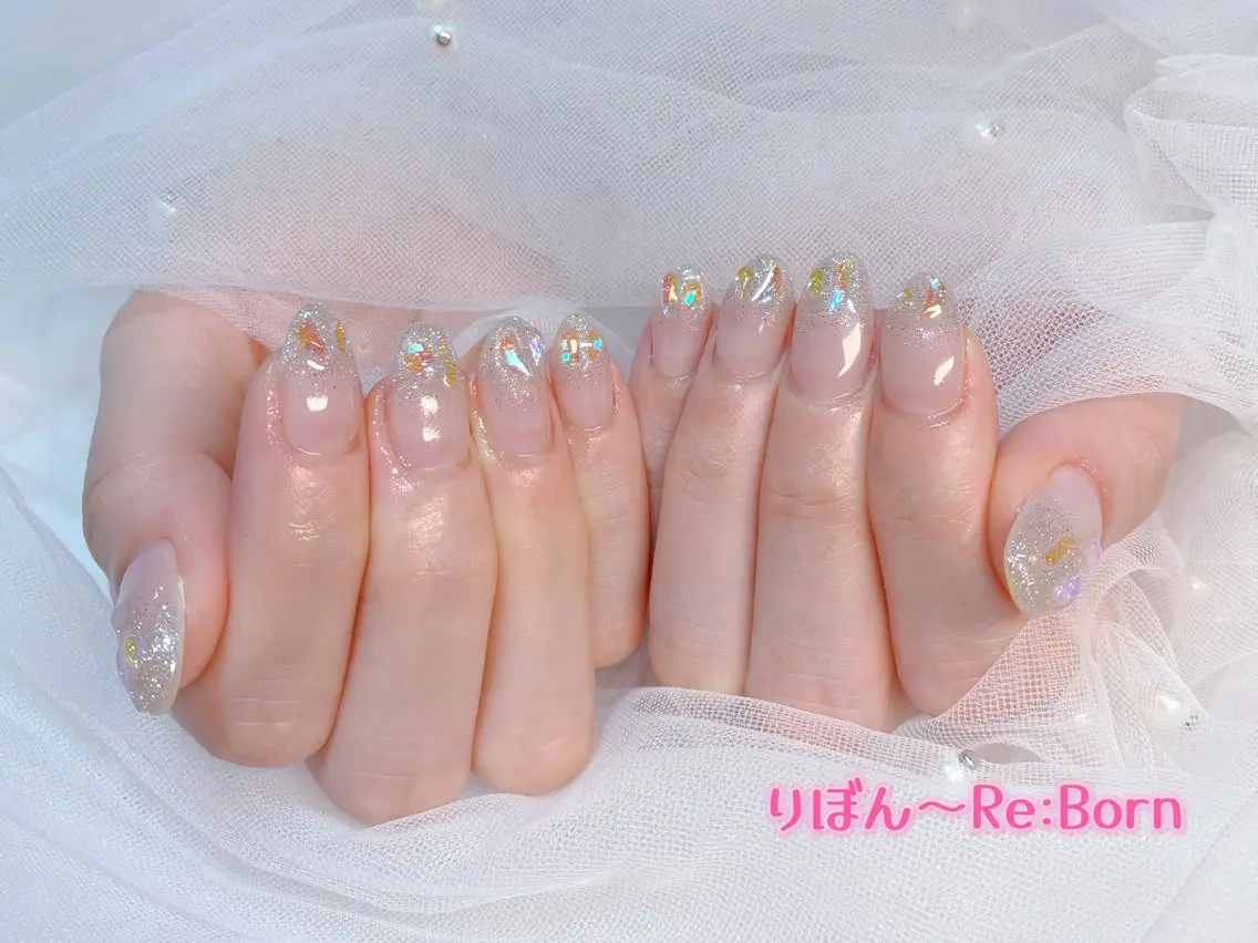 ミディアム ハンドネイル りぼん Re:Bonrのネイルデザイン