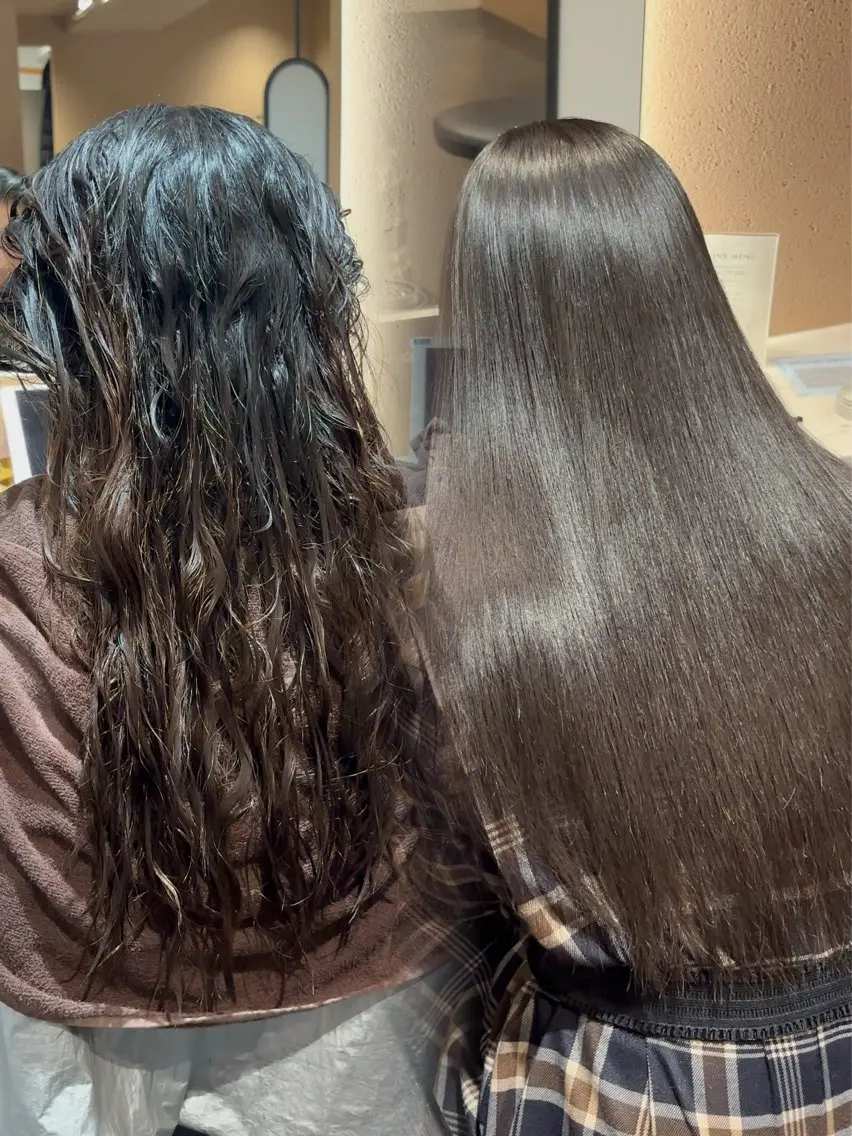 ミディアム 縮毛矯正 ✨艶髪縮毛矯正 ×ぱつっとボブきり✨のヘアスタイル
