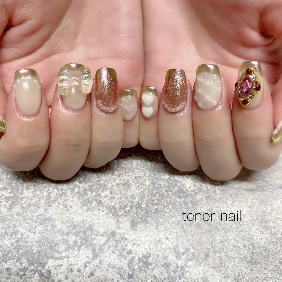 ネイル フレンチネイル ミラーネイル テネルネイル tener nailのネイルデザイン