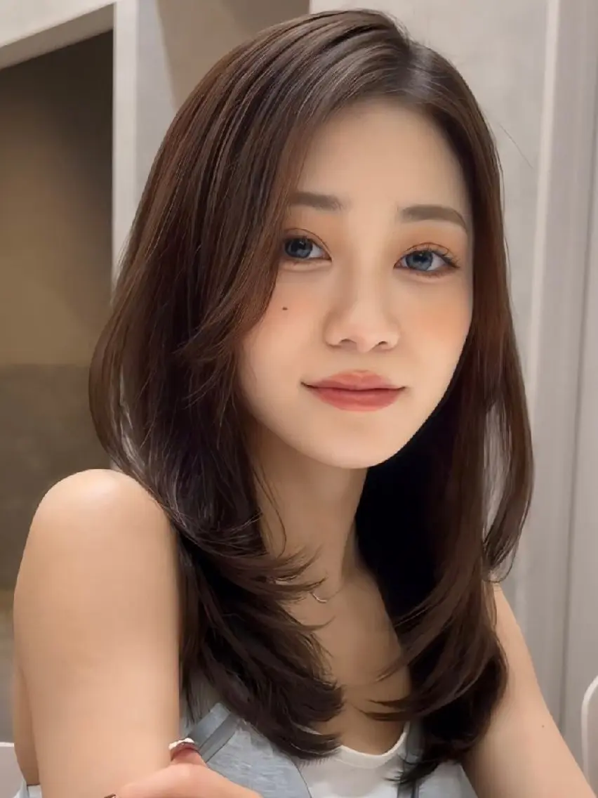 カラー セミロング カット トリートメント 髪質改善/韓国ヘア /透明感カラー🧸のヘアスタイル