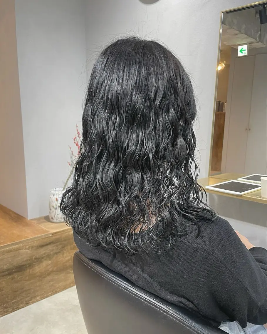 セミロング パーマ セミロングパーマ 髪質改善 縮毛矯正 カット パーマ トリートメント 【表参道】Ruri デジタルパーマのヘアスタイル