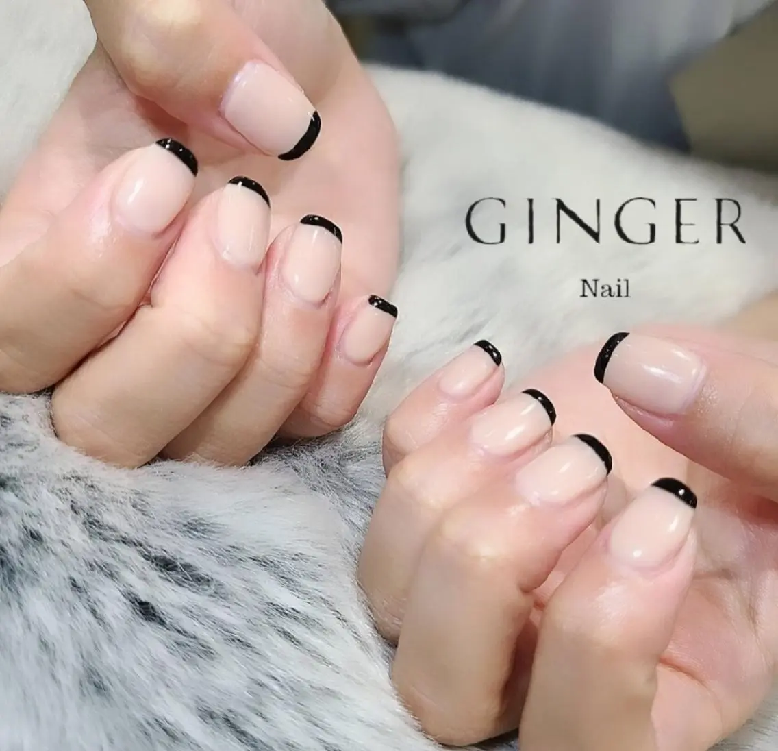 ネイル フレンチネイル スクエアネイル ハンドネイル GINGER  斎藤舞のネイルデザイン