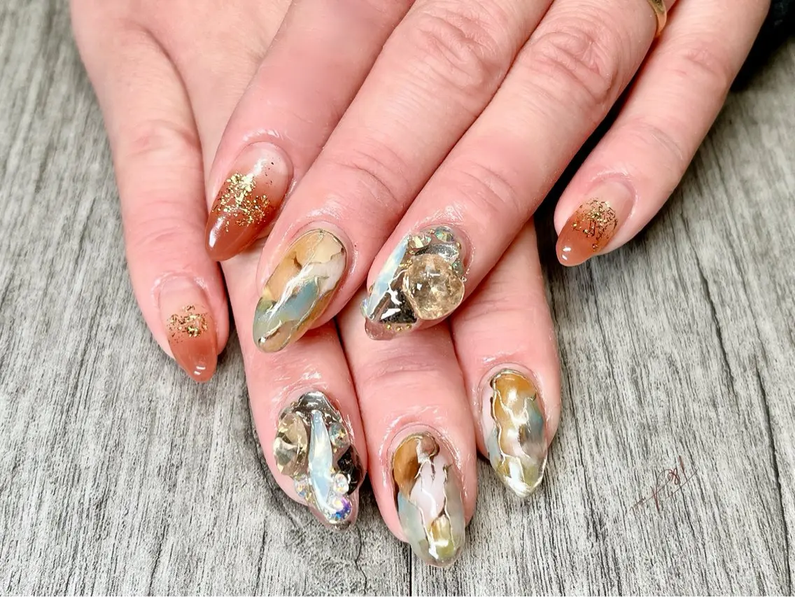 ネイル 長さ出し ジェルネイル グラデーション ニュアンスネイル スカルプネイル T&A nailのネイルデザイン