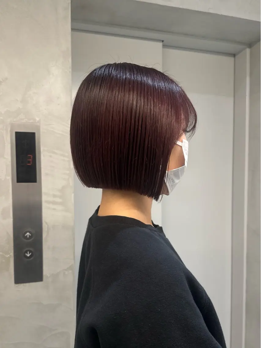 カラー ブラウンカラー レッドカラー ボブ 平山 結実のヘアスタイル