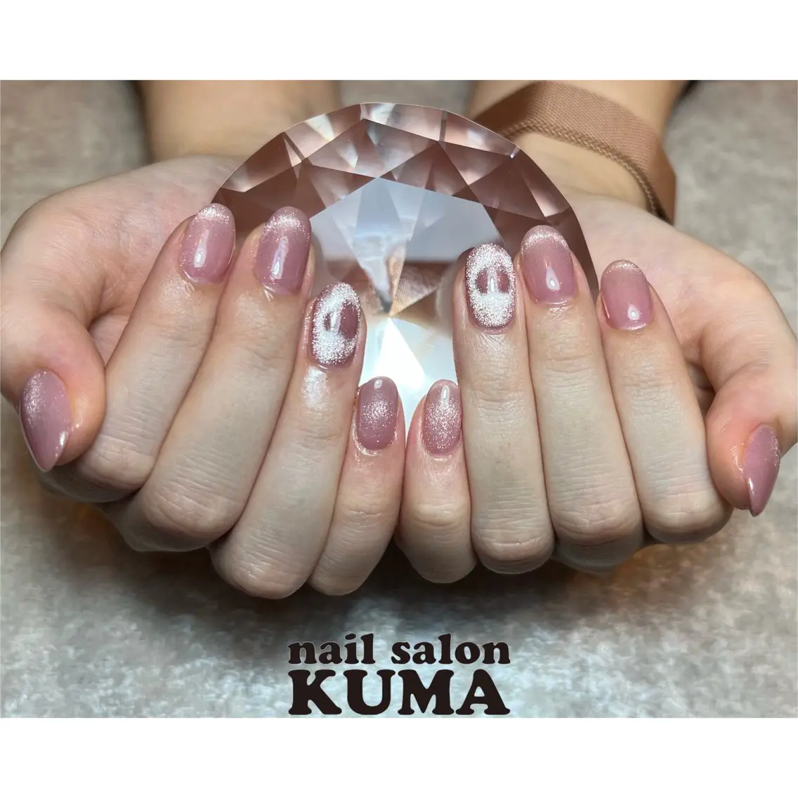 ネイル フレンチネイル ジェルネイル ガラスフレンチ 韓国ネイル マグネットネイル ハンドネイル nailsalon KUMAのネイルデザイン
