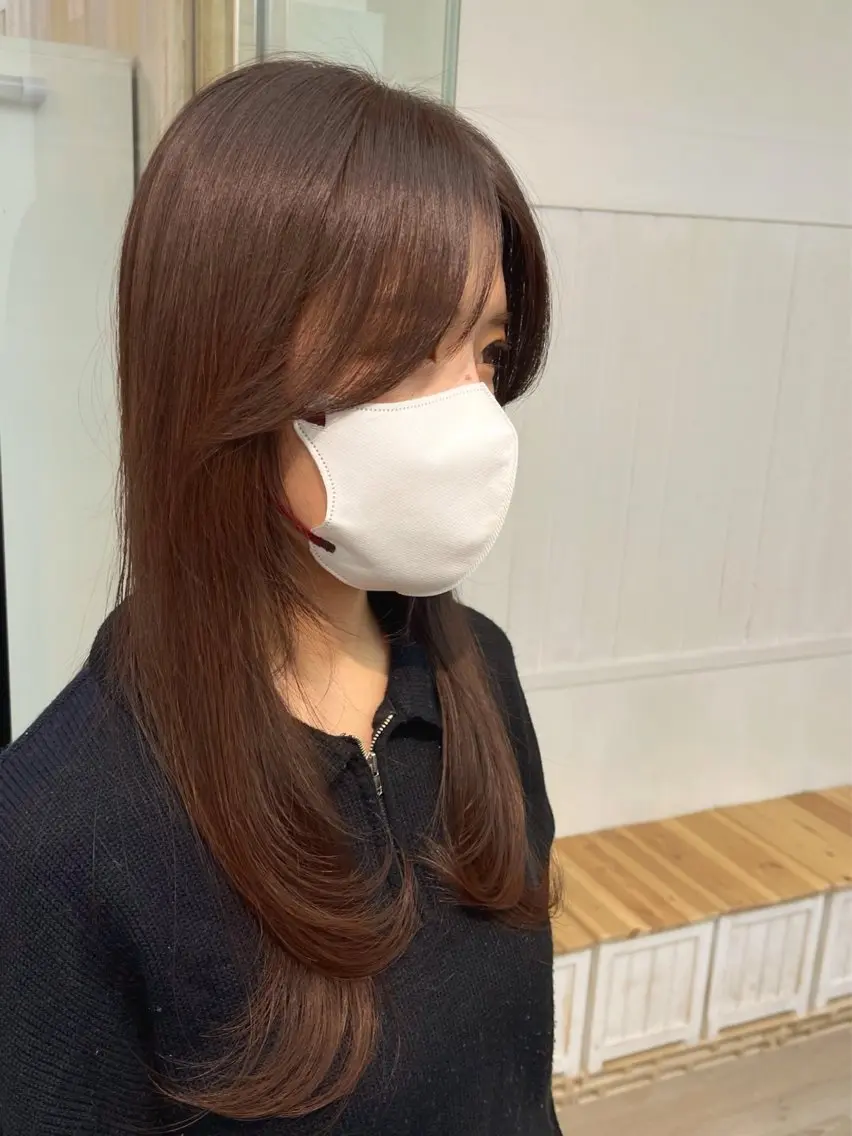 セミロング カラー パーマ ヘアアレンジ ブラウンカラー 透明感カラー ナチュラルブラウン レイヤーカット ✨綺麗が続くカット ✨/星野六三四のヘアスタイル