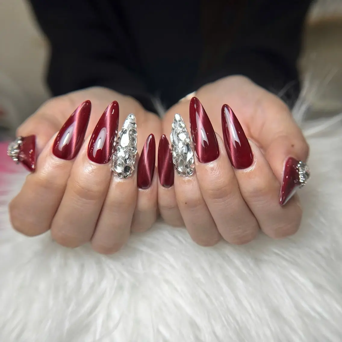 ネイル オーロラネイル 長さ出し フラッシュネイル フレンチネイル ジェルネイル ハンドネイル KITTY nailsのネイルデザイン