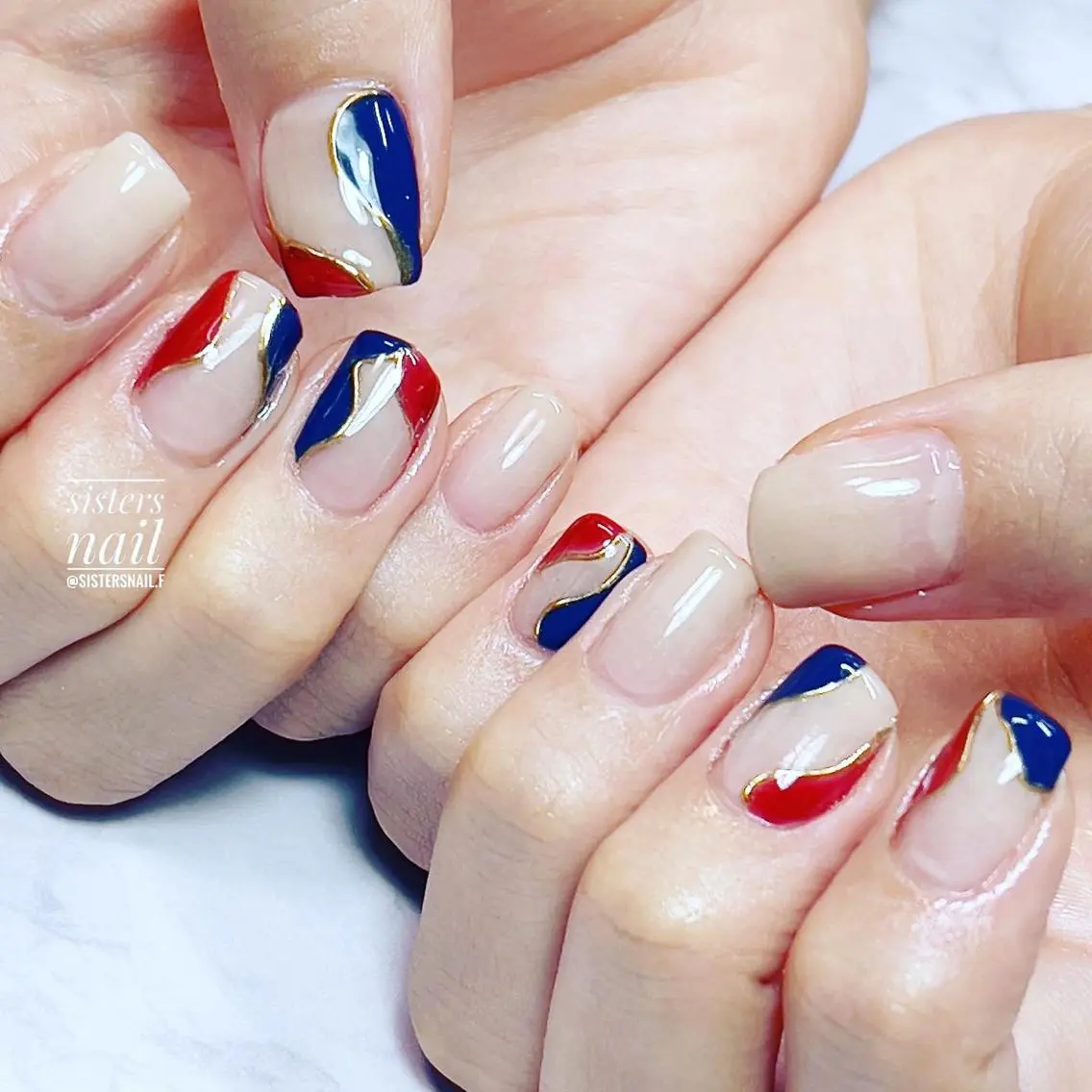 ネイル アートネイル フレンチネイル ミラーネイル ニュアンスネイル 夏ネイル sisters nail.fのネイルデザイン