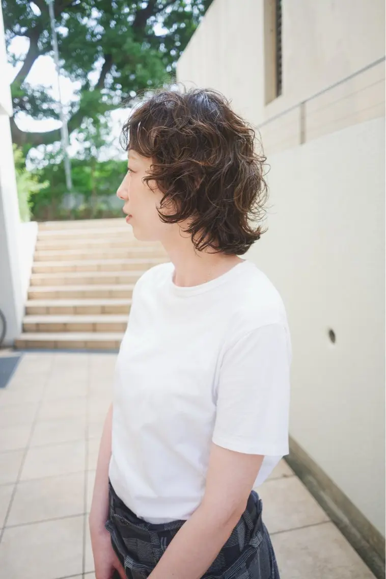 ミディアム パーマ ミディアムパーマ ハッシュカット 煙山 恭介のヘアスタイル