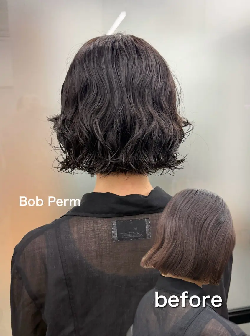 ショート カラー パーマ ボブ カット ヘアカラー パーマ ラフなパーマ\暗髪 石川雄麻のヘアスタイル