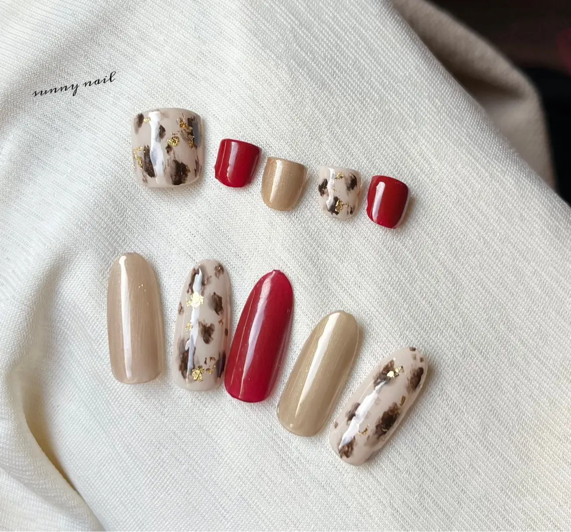 ネイル アニマル柄 ボルドー sunny nailのネイルデザイン