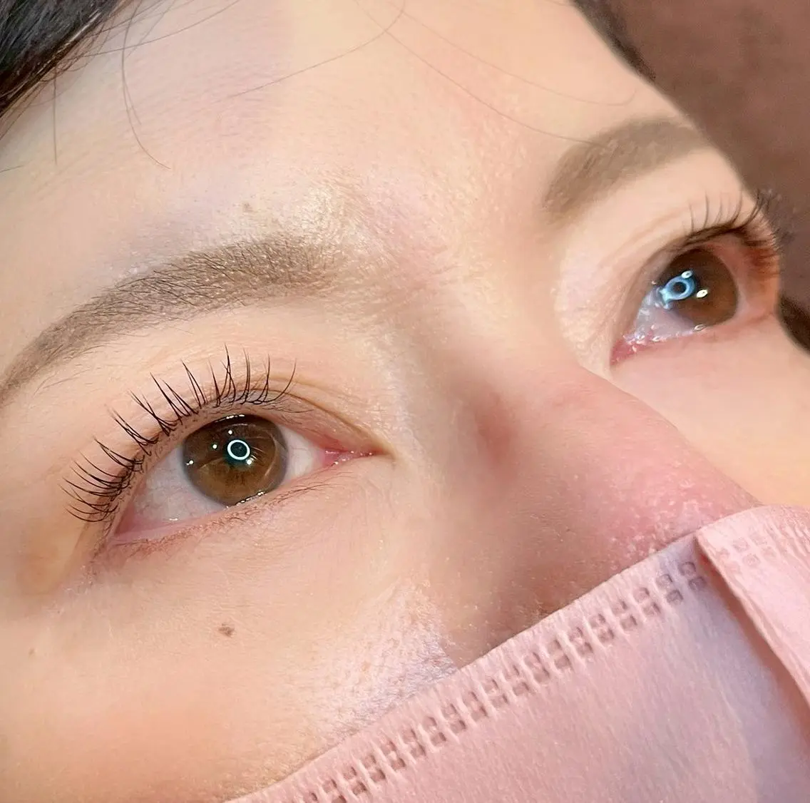 たれ目に見せたい方へ🙂↕️目尻に向かい緩やかカールで優しいお目元に仕上げます🎀高濃度トリートメント&コーティング付の写真
