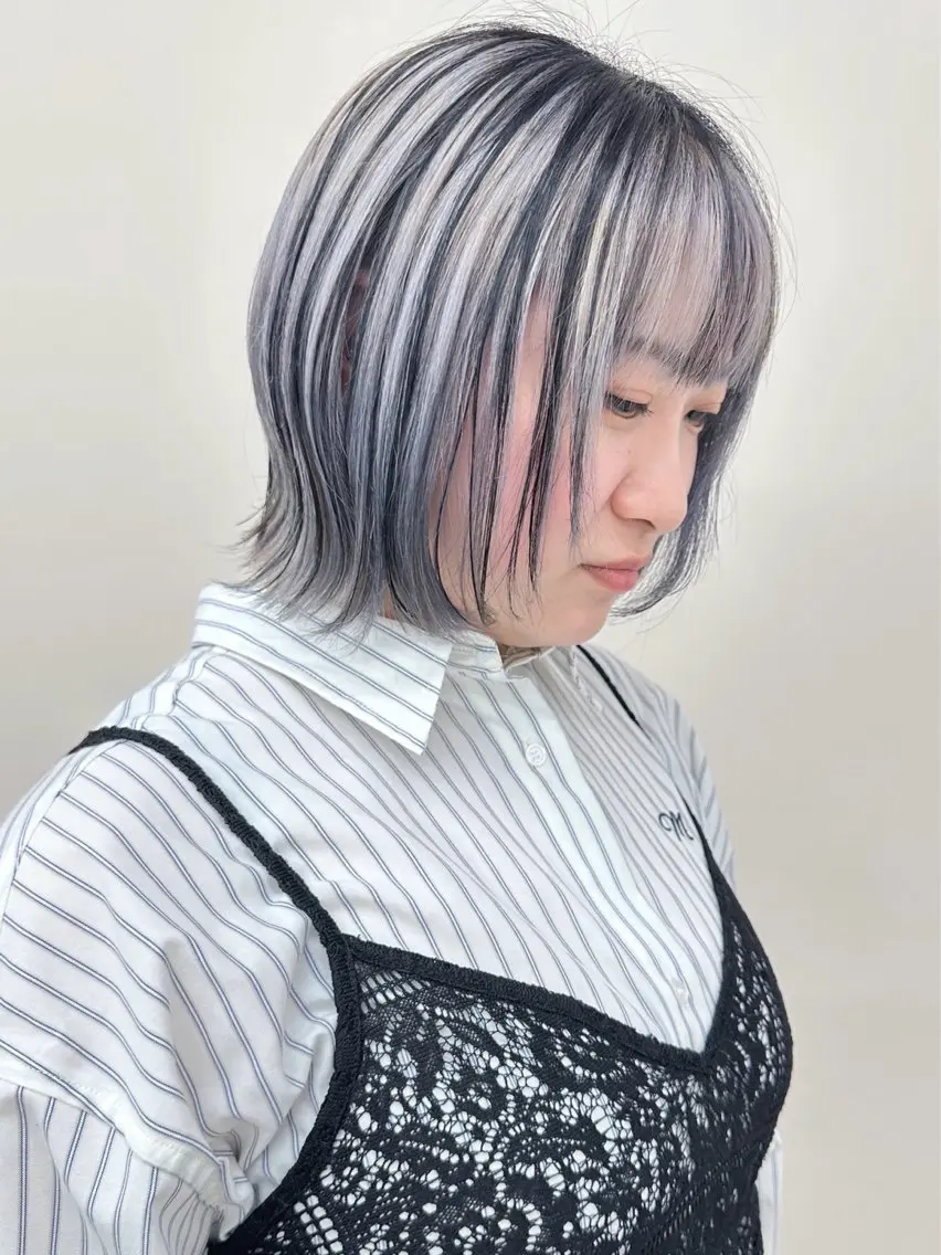 ミディアム カラー ヘアカラー ボブ/ゆるふわ ボブパーマ/とういのヘアスタイル
