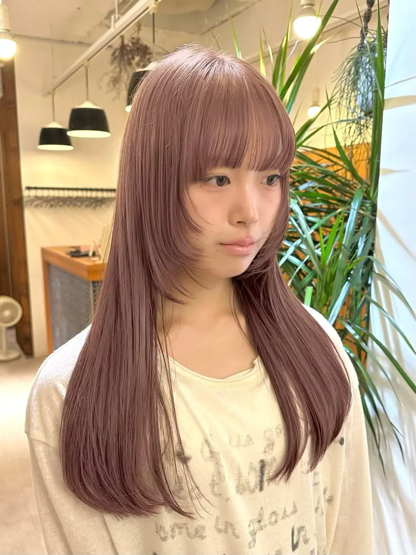 セミロング カラー ベージュカラー ブリーチ ミルクティーベージュ ピンクカラー カット ヘアカラー トリートメント 似合わせボブ/縮毛 /ハイトーン/ひさとのヘアスタイル