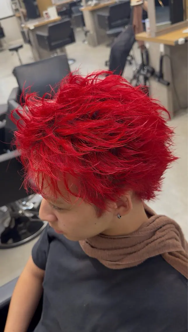 ショート カラー レッドカラー コウキ 渋谷/ メンズパーマ特化🌀のヘアスタイル