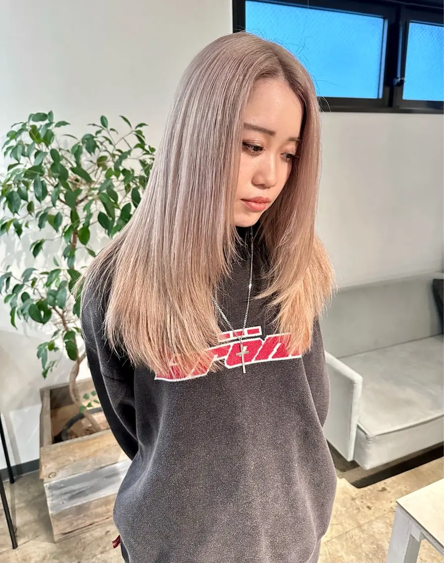 ロング カラー ヘアカラー トリートメント ヘアセット ✨艶ブリーチカラー ✨四ノ宮裕己のヘアスタイル
